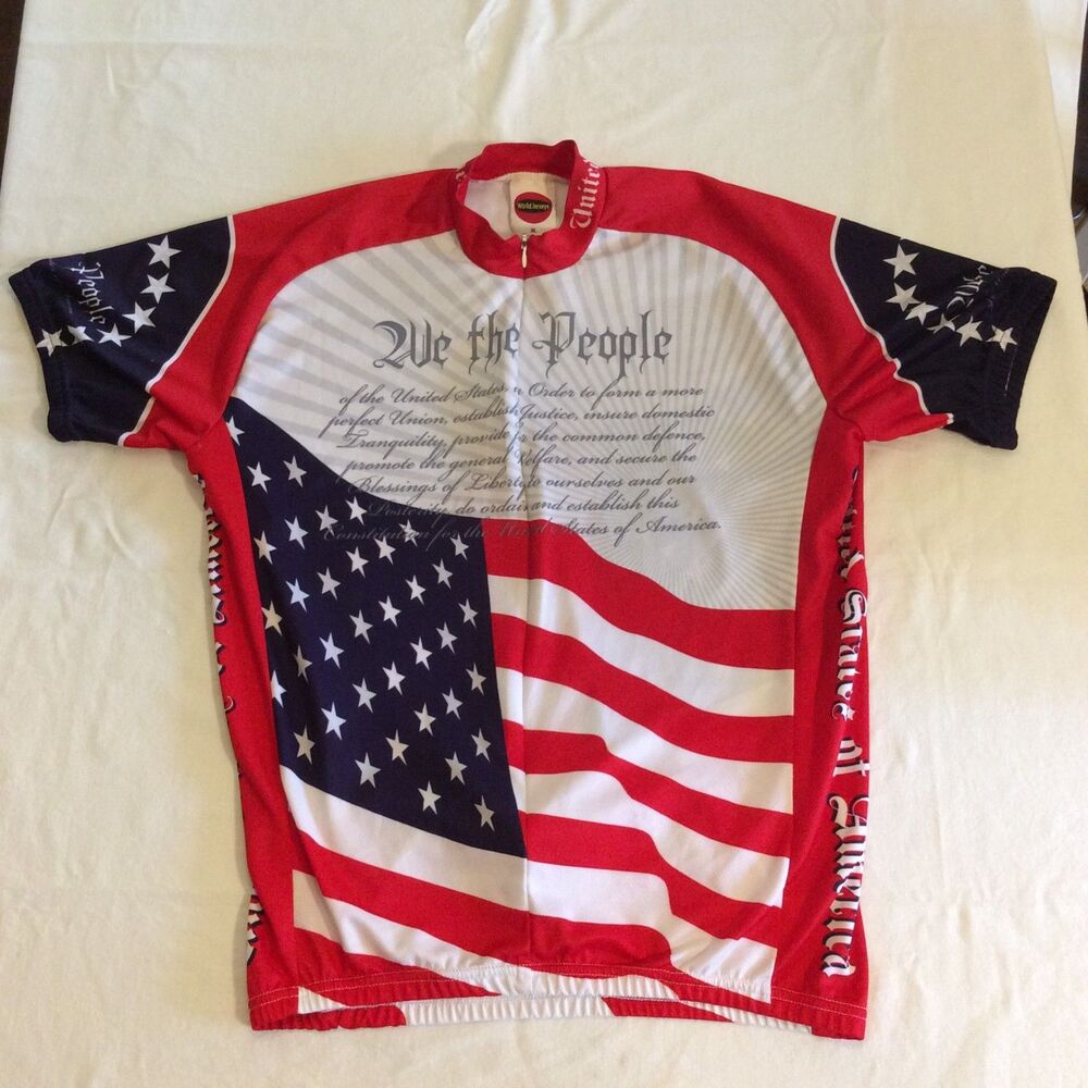 World Jerseys We the People Cycling Bike Jersey Size XL American Flag Patriotic